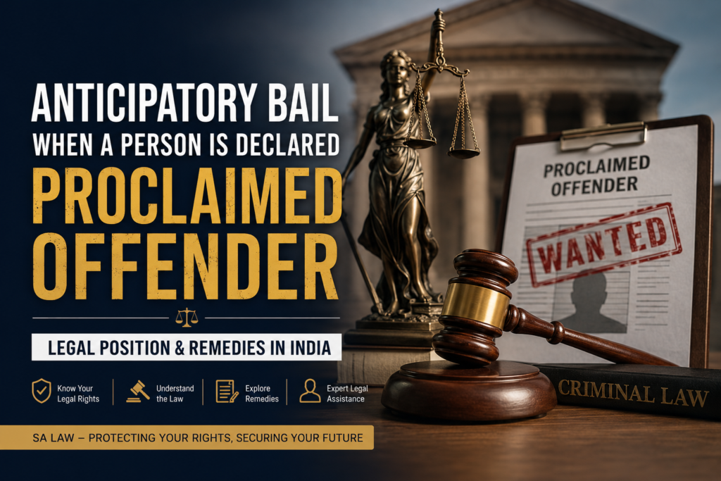 Anticipatory bail and proclaimed offender under Indian criminal law explained by SA Law advocates.